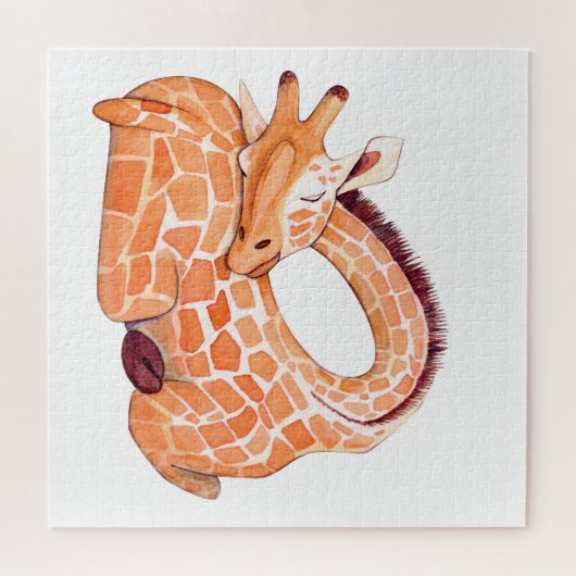 Sleeping Giraffe: Gentle Watercolor Puzzle (Horizontal)
