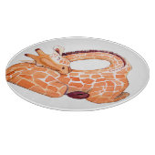 Sleeping Giraffe: Gentle Watercolor Schneidebrett (Ecke)