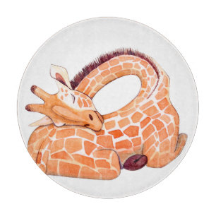 Sleeping Giraffe: Gentle Watercolor Schneidebrett