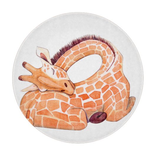 Sleeping Giraffe: Gentle Watercolor Schneidebrett (Vorderseite)
