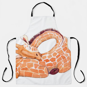 Sleeping Giraffe: Gentle Watercolor Schürze