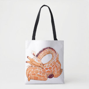 Sleeping Giraffe: Gentle Watercolor Tasche