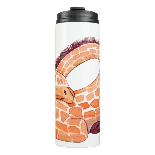 Sleeping Giraffe: Gentle Watercolor Thermosbecher (Vorderseite)