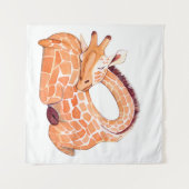 Sleeping Giraffe: Gentle Watercolor Wandteppich (Vorderseite (Horizontal))