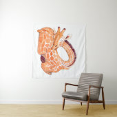 Sleeping Giraffe: Gentle Watercolor Wandteppich (Beispiel (Horizontal))