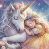 Sleeping Girl Unicorn Dreamscape Aufkleber (Vorderseite)