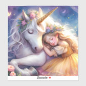 Sleeping Girl Unicorn Dreamscape Aufkleber (Blatt)