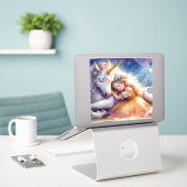 Sleeping Girl Unicorn Dreamscape Aufkleber (Laptop auf Schreibtisch)