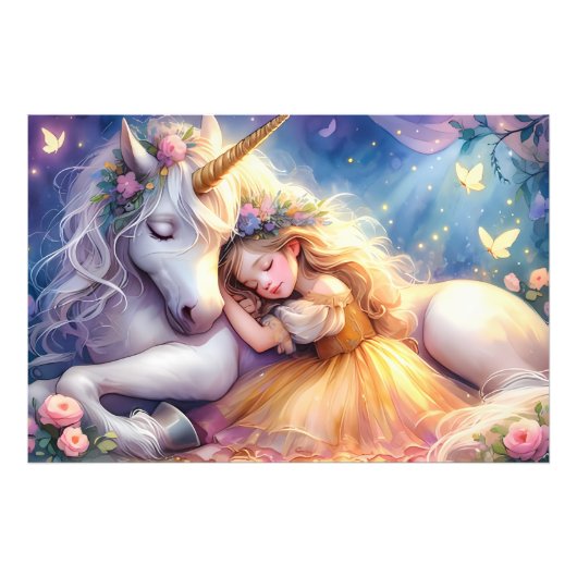 Sleeping Girl Unicorn Dreamscape Fotodruck (Vorne)