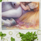 Sleeping Girl Unicorn Dreamscape Geschirrtuch (Gefaltet)