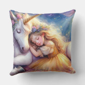 Sleeping Girl Unicorn Dreamscape Kissen (Rückseite)