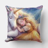 Sleeping Girl Unicorn Dreamscape Kissen (Vorderseite)