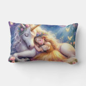 Sleeping Girl Unicorn Dreamscape Lendenkissen (Rückseite)