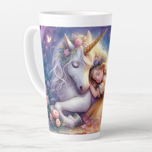 Sleeping Girl Unicorn Dreamscape Milchtasse (Linke Ecke)