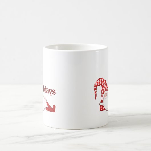 Sleeping Gnome Happy Holidays Funny Kaffeetasse (Mittel)