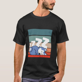 Sleeping husky cartoon style adorable zzz animal D T-Shirt
