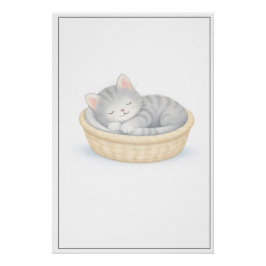 Sleeping Kitten Illustration – Premium Nursery Wal Poster