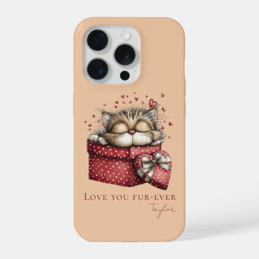 Sleeping Kitten Love You Fur-Ever Personalized iPhone Hülle (Rückseite)