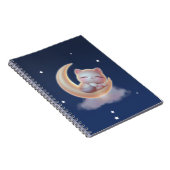 Sleeping Kitten on Moon – Cute Kawaii Cat Notebook Notizblock (Rechte Seite)