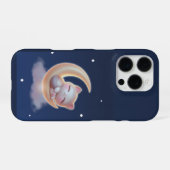 Sleeping Kitten on Moon – Cute Kawaii Phone Case iPhone Hülle (Rückseite (Horizontal))
