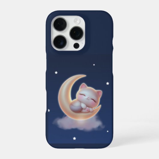 Sleeping Kitten on Moon – Cute Kawaii Phone Case iPhone Hülle (Rückseite)