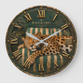 Sleeping Leopard Luxury Jungle Große Wanduhr (Vorderseite)