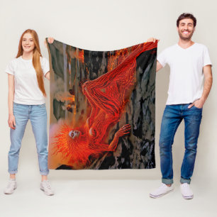 "Sleeping Magma" - Vulkanisches Frauenportrait Fleecedecke