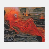 "Sleeping Magma" - Vulkanisches Frauenportrait Fleecedecke (Vorderseite (Horizontal))