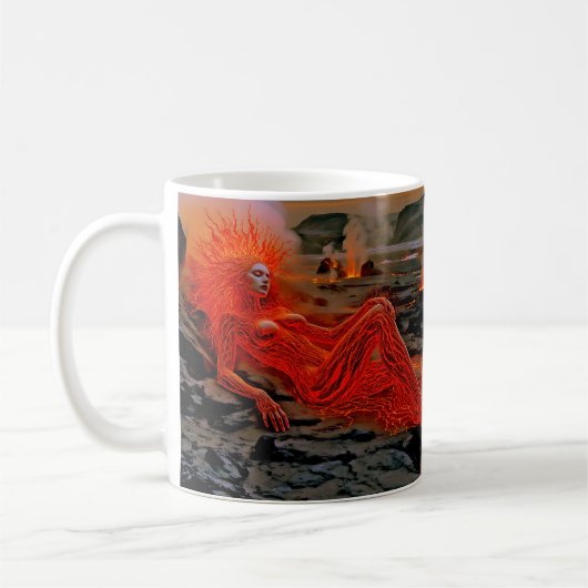 "Sleeping Magma" - Vulkanisches Frauenportrait Kaffeetasse (Links)