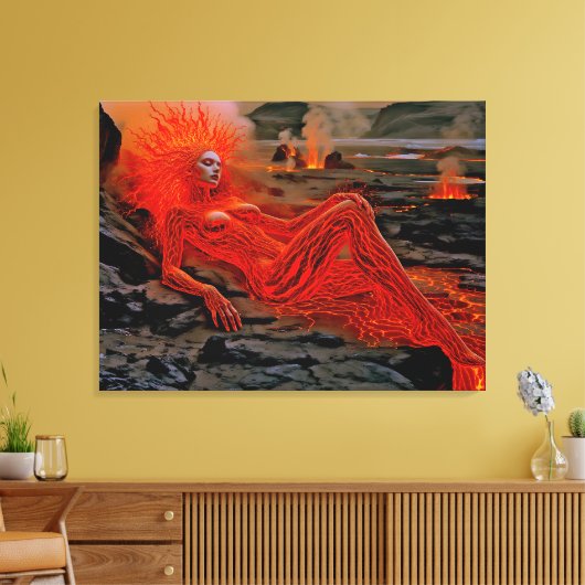 "Sleeping Magma" - Vulkanisches Frauenportrait Leinwanddruck (Insitu (Wohnzimmer))