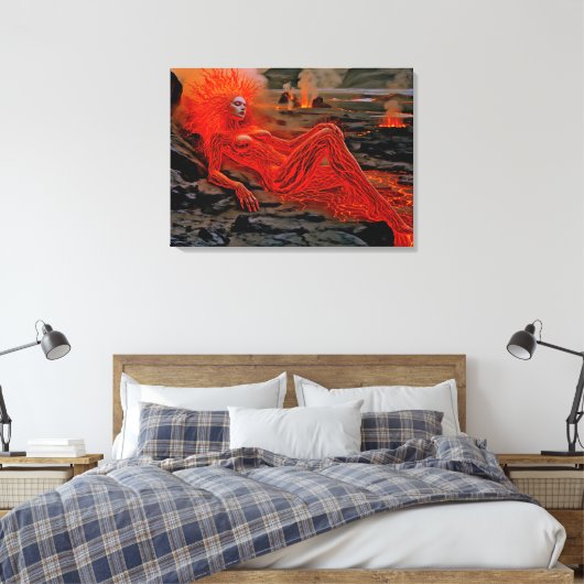 "Sleeping Magma" - Vulkanisches Frauenportrait Leinwanddruck (Insitu (Schlafzimmer))
