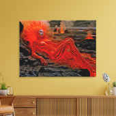 "Sleeping Magma" - Vulkanisches Frauenportrait Leinwanddruck (Insitu (Wohnzimmer))