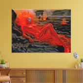 "Sleeping Magma" - Vulkanisches Frauenportrait Leinwanddruck (Insitu (Wohnzimmer))