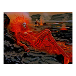 "Sleeping Magma" - Vulkanisches Frauenportrait Poster