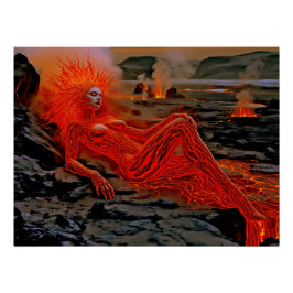 "Sleeping Magma" - Vulkanisches Frauenportrait Poster