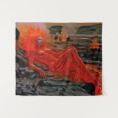 "Sleeping Magma" - Vulkanisches Frauenportrait Wandteppich (Vorderseite (Horizontal))