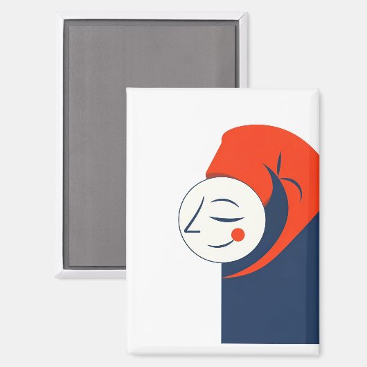 Sleeping man in night cap  magnet (Vorderseite/Rückseite)