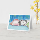 Sleeping Mini Pigs Piglets Folded Greeting Card Karte (Gelbe Blume)