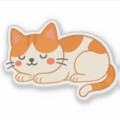 Sleeping Orange and White Cat – Cute Cartoon Style Aufkleber (Vorderseite)