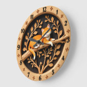 Sleeping Orange Tabby Cat Leaf Große Wanduhr (Winkel)