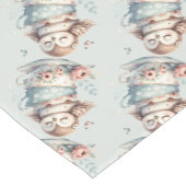 Sleeping Owl in Stacked Floral Teacups Kurzer Tischläufer (Ecke)