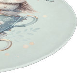 Sleeping Owl in Stacked Floral Teacups Schneidebrett (Ecke)