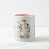 Sleeping Owl in Stacked Floral Teacups Tasse (Zentrum)