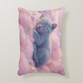 Sleeping Pastel Kitten on Fluffy Pink Clouds Art Dekokissen (Vorderseite(Vertikal))