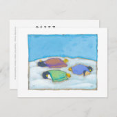 Sleeping penguins original painting slumber party einladung (Vorne/Hinten)