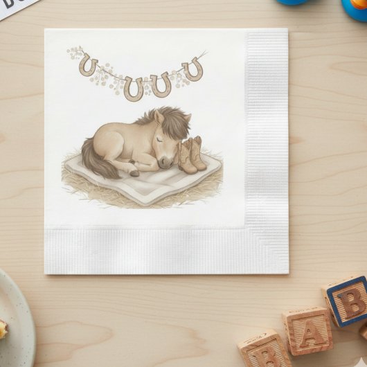 Sleeping Pony Western Baby Shower Napkin Serviette
