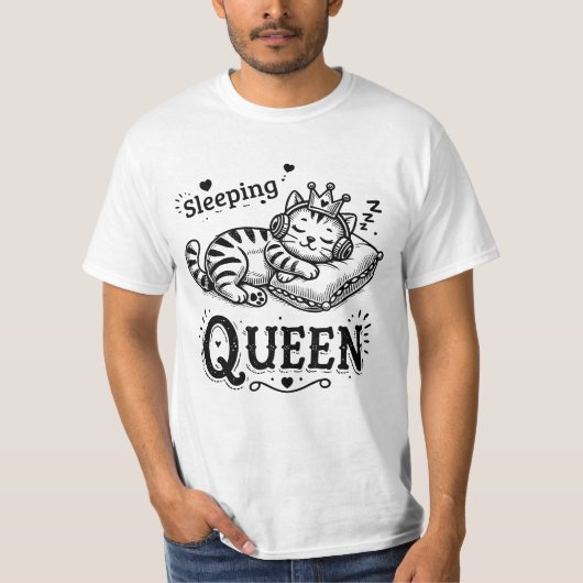 Sleeping Queen– Katzen Schlaf T-Shirt (Vorderseite)