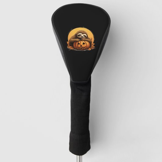 Sleeping Sloth and Halloween Pumpkin Classic T-Shi Golf Headcover (Vorderseite)
