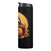 Sleeping Sloth and Halloween Pumpkin Classic T-Shi Thermosbecher (Nach rechts gedreht)