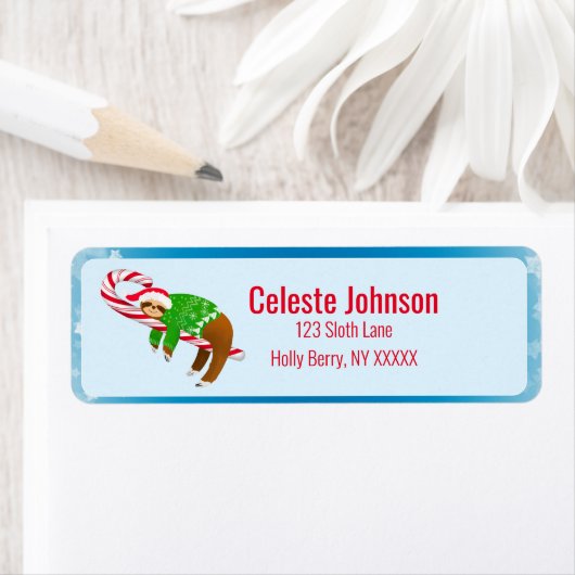Sleeping Sloth Candy Cane Rücksendeadresse (Insitu)